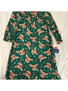 Rudolph Girls' 3TG Green Nightgown Pajamas Christmas Holiday Theme